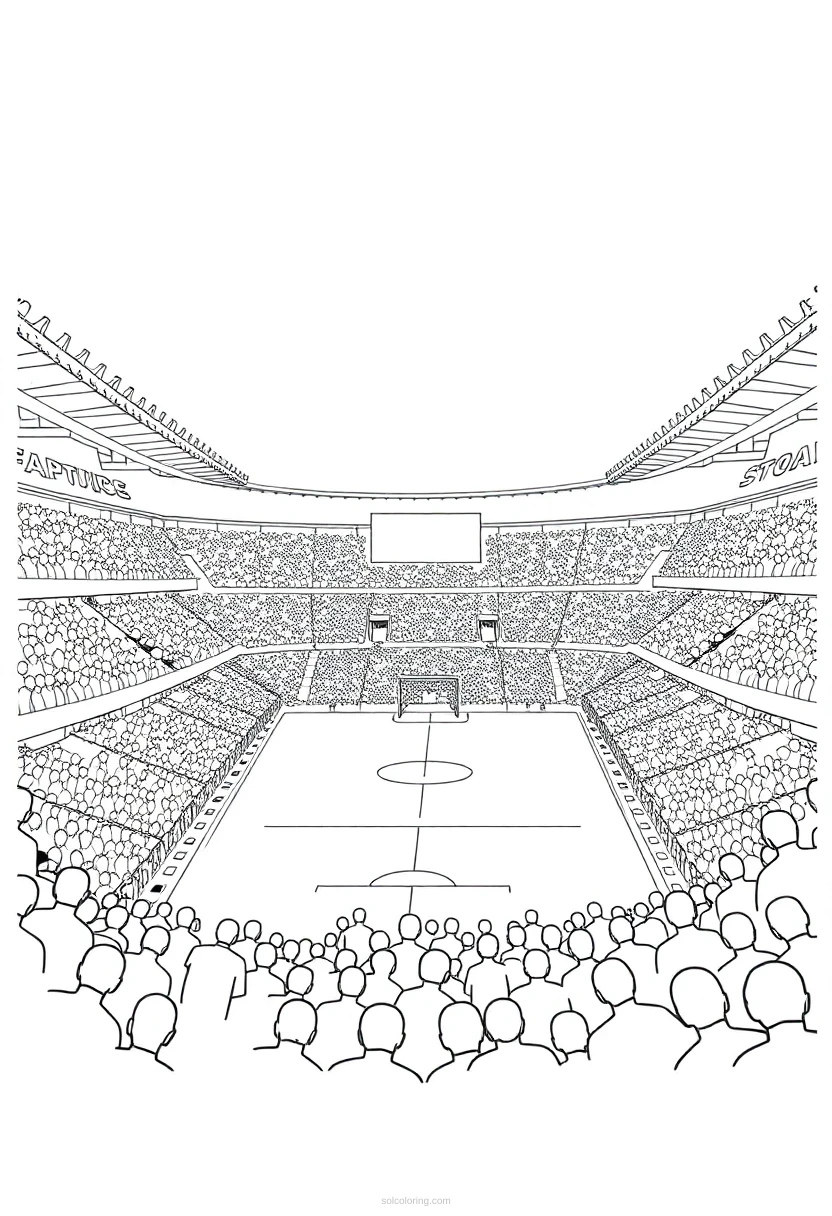 Soccer Stadium Crowd coloring page for kids