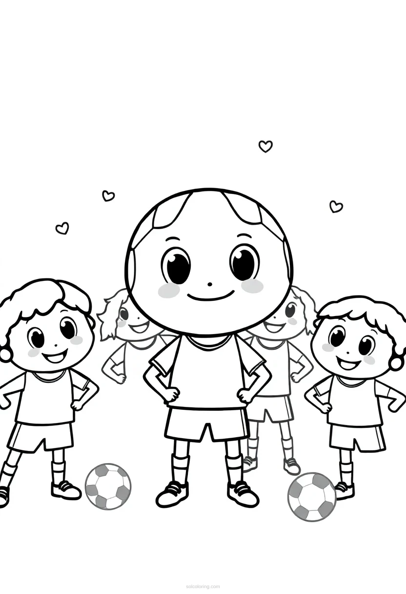 Soccer Team Celebration coloring page for kids