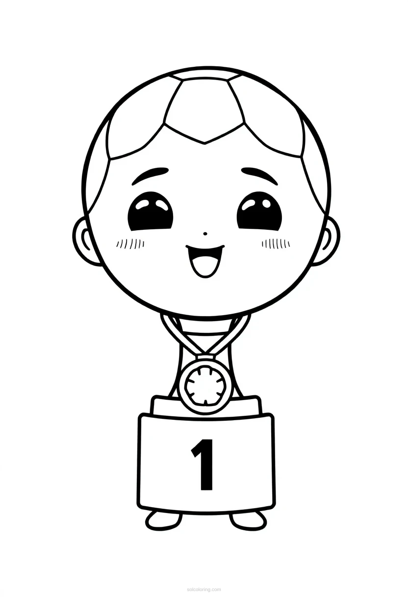 Soccer Trophy and Medal coloring page for kids