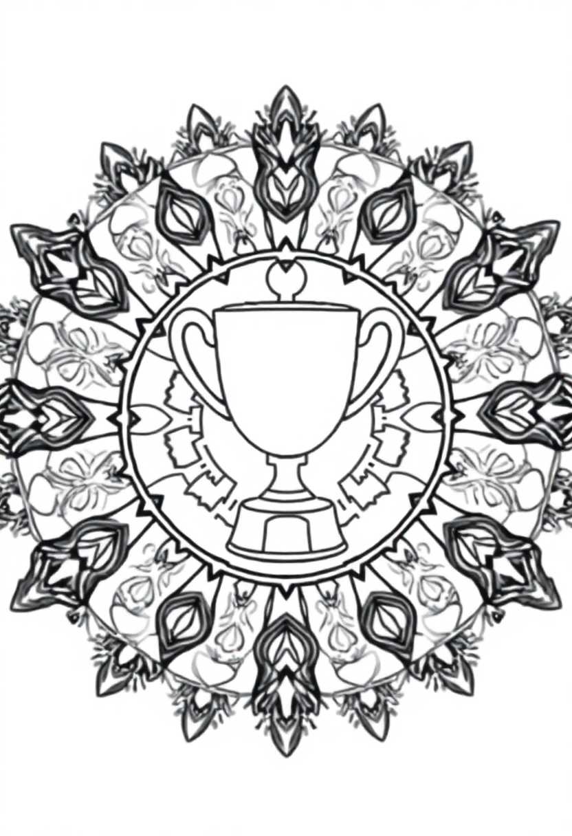 Soccer Trophy and Medal coloring page, free printable