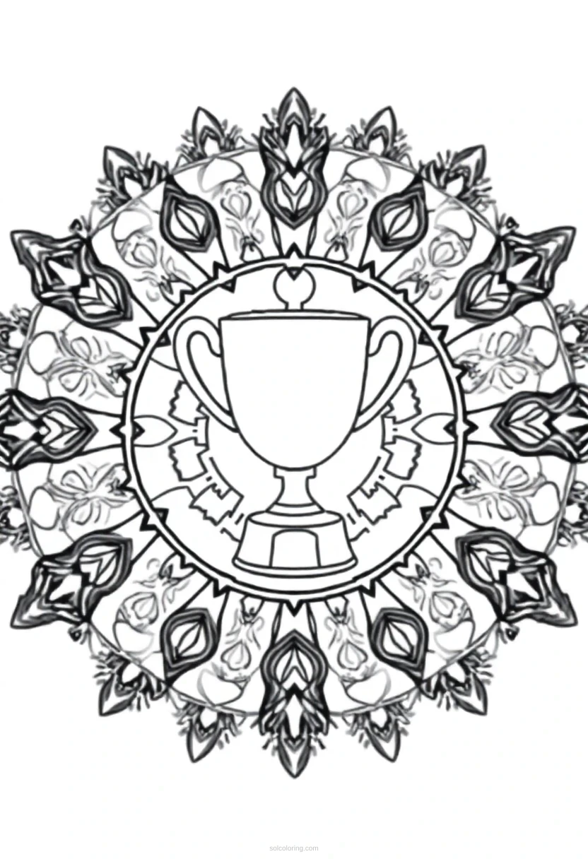 Soccer Trophy and Medal coloring page for kids