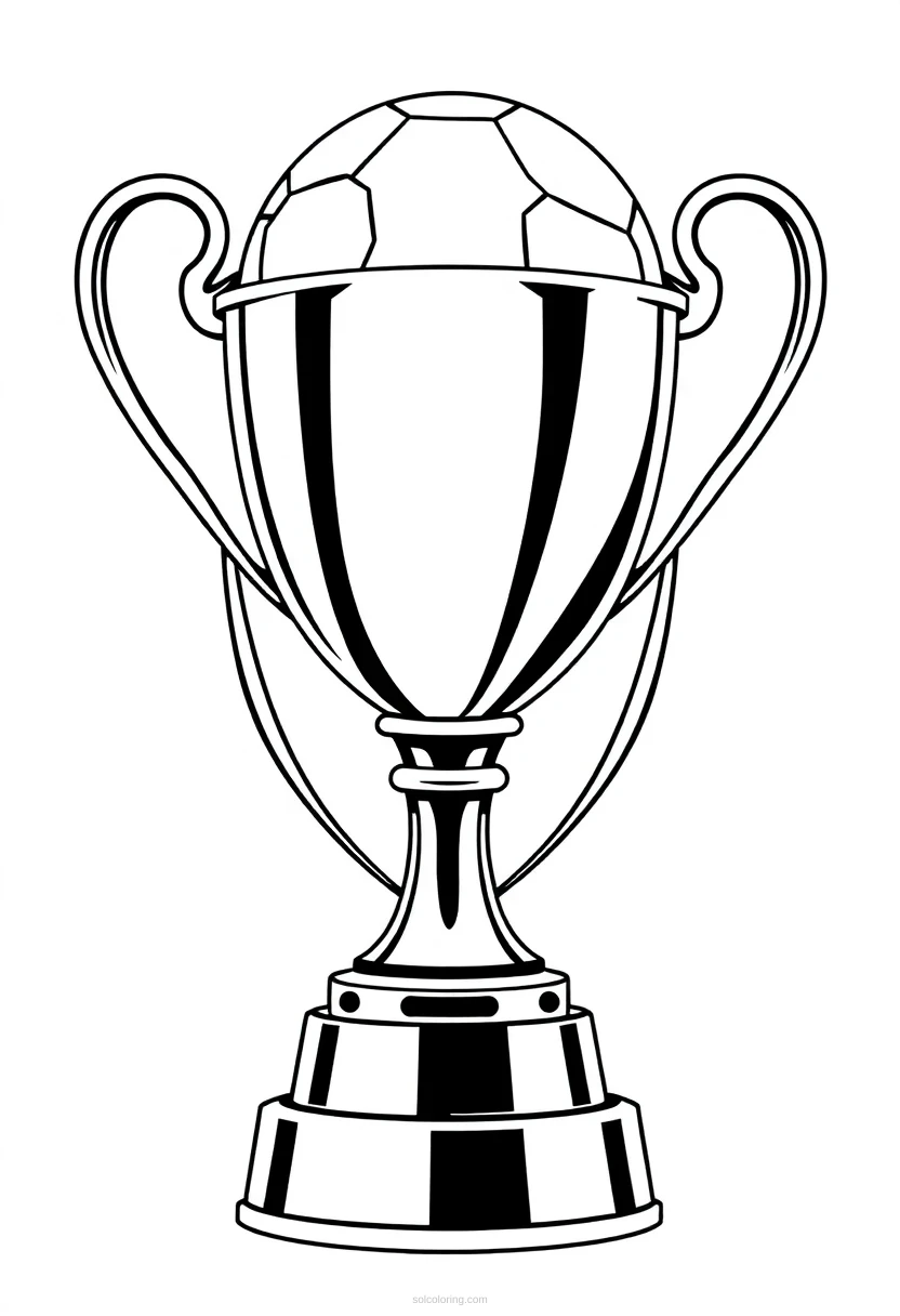 Soccer Trophy and Medal coloring page for kids