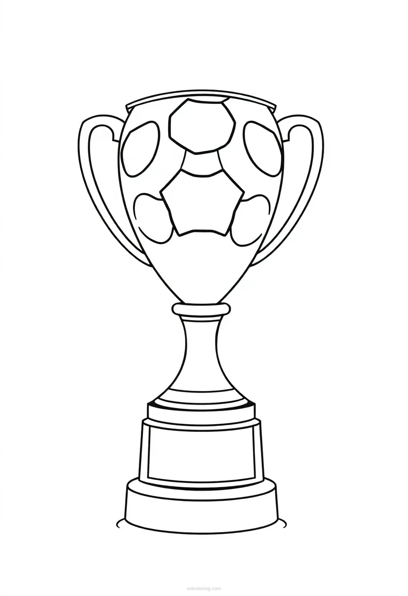 Soccer Trophy and Medal coloring page for kids