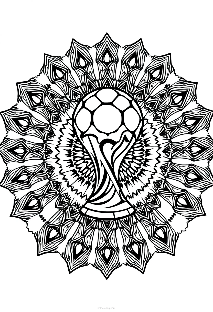 Soccer World Cup Trophy coloring page for kids