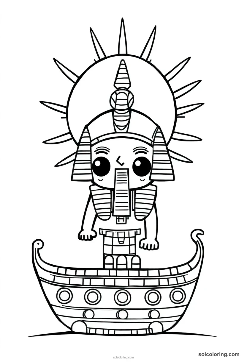 Solar Barque of Ra chibi coloring page for kids