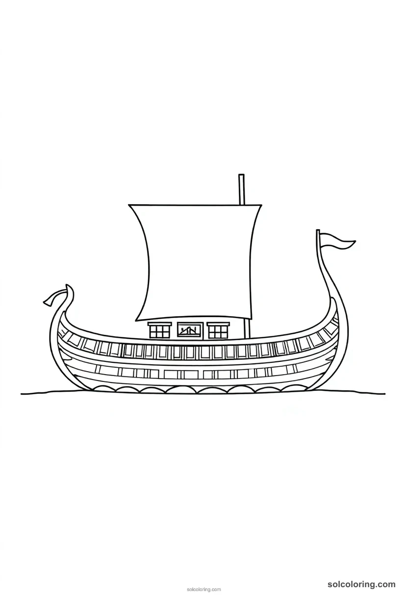 Solar Barque of Ra simple coloring page for kids