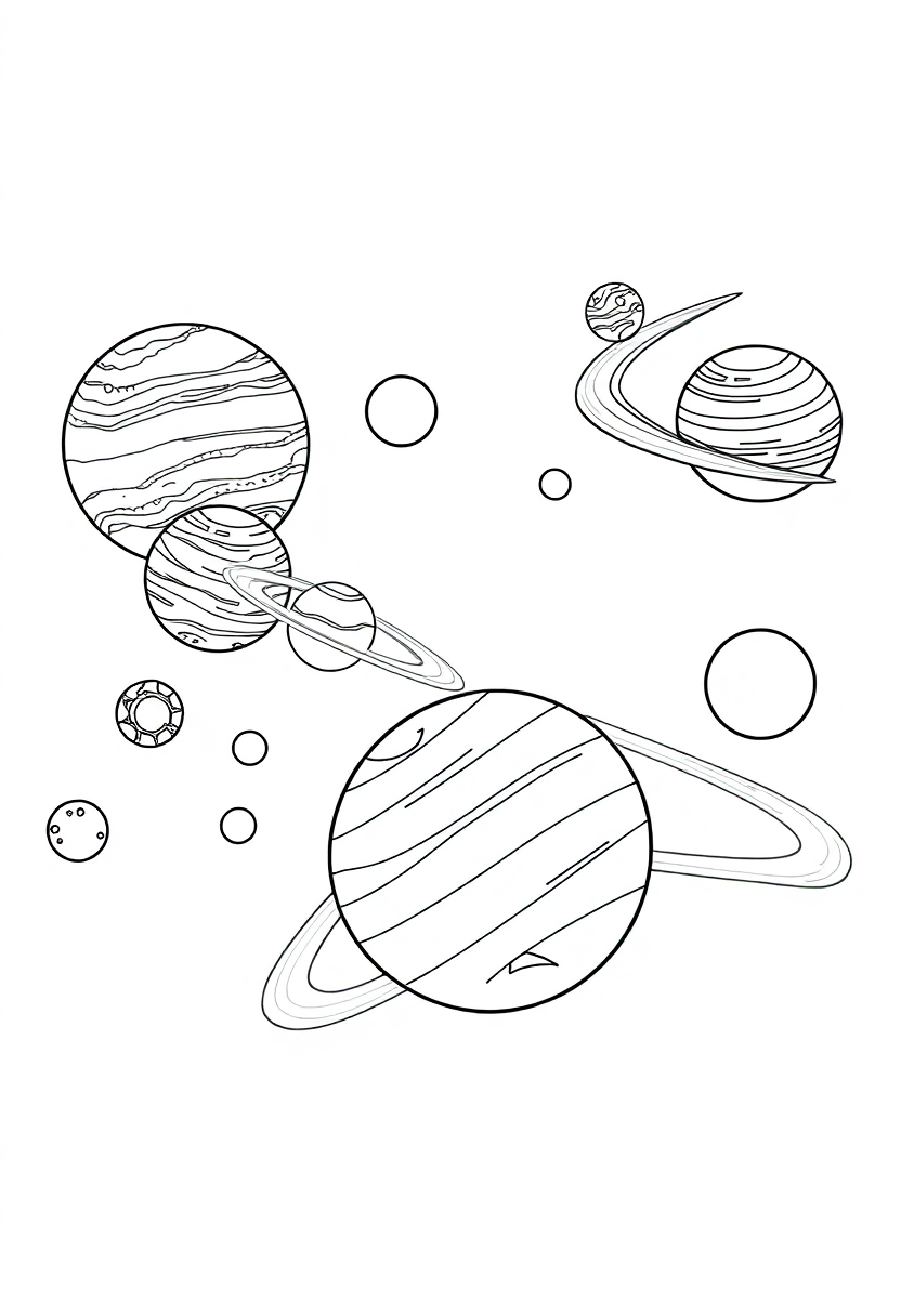 Solar System with All Planets coloring page, free printable