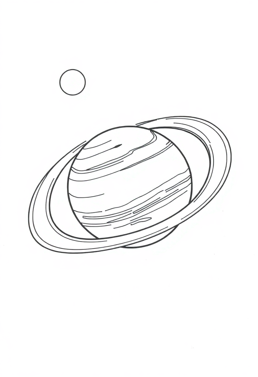 Solar System with Planets and Rings coloring page, free printable