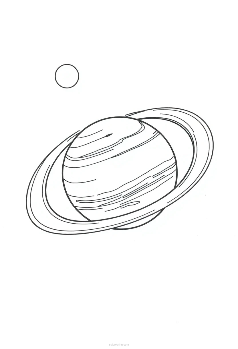 Solar System with Planets and Rings coloring page for kids