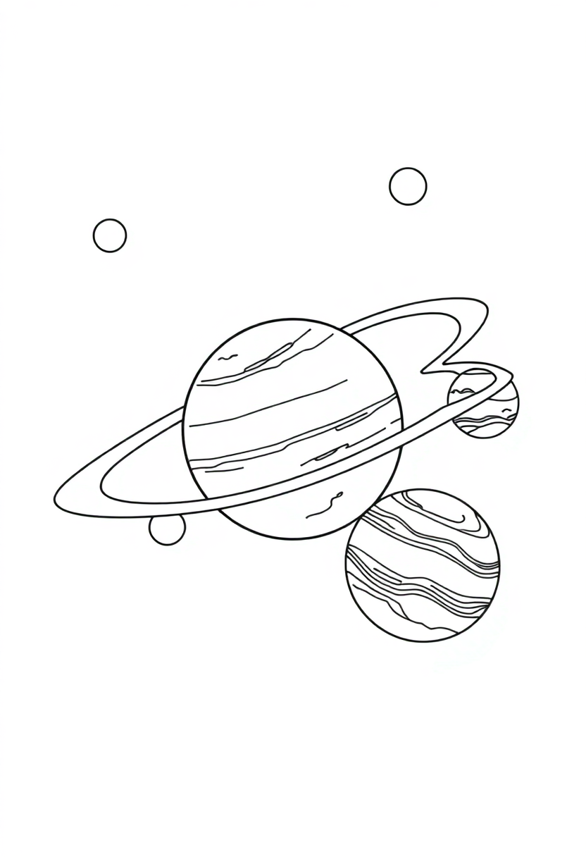 Solar System with Planets coloring page, free printable