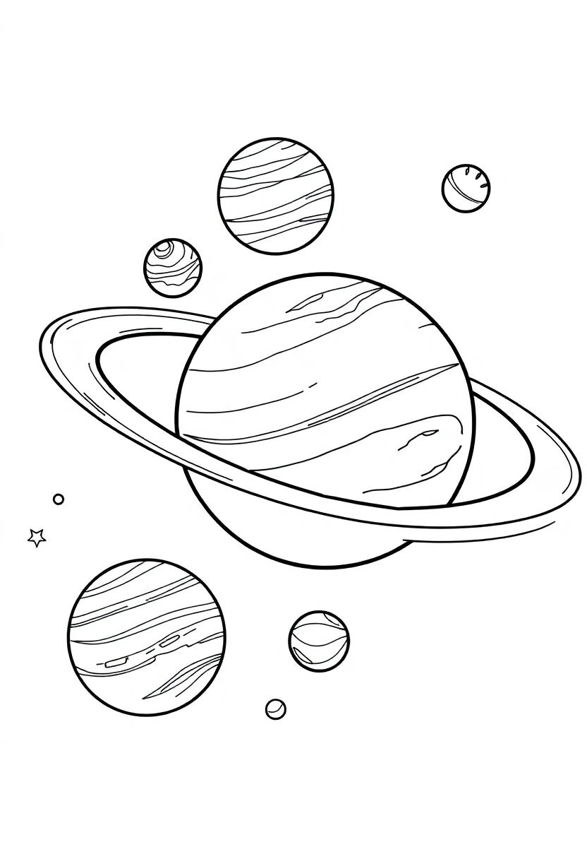 Solar System with Planets coloring page, free printable