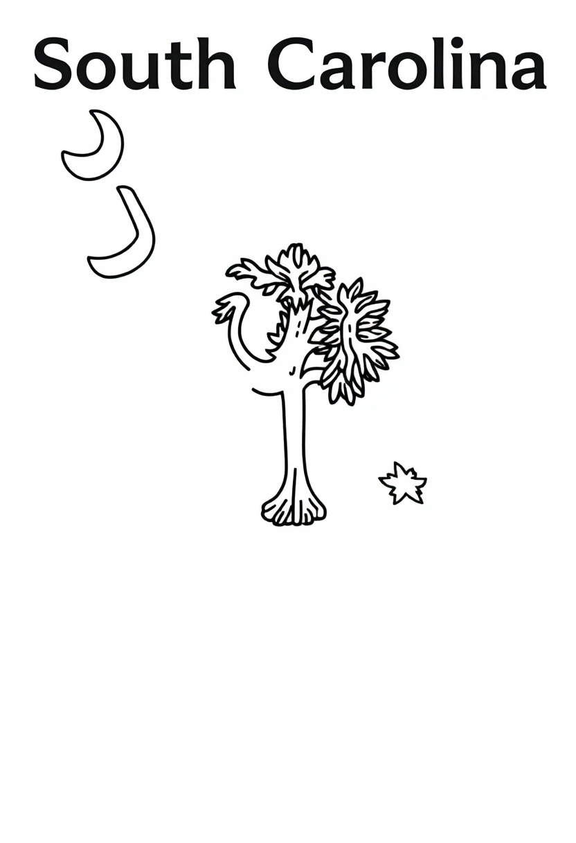South Carolina State Flag coloring page, free printable