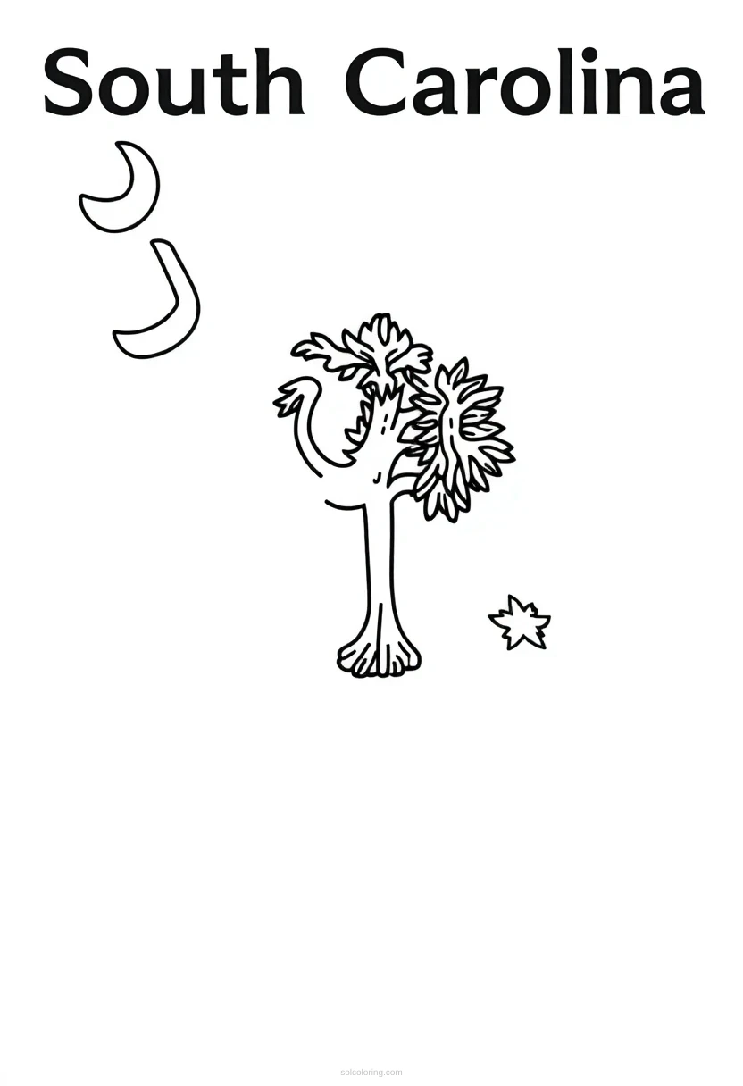 South Carolina State Flag coloring page for kids