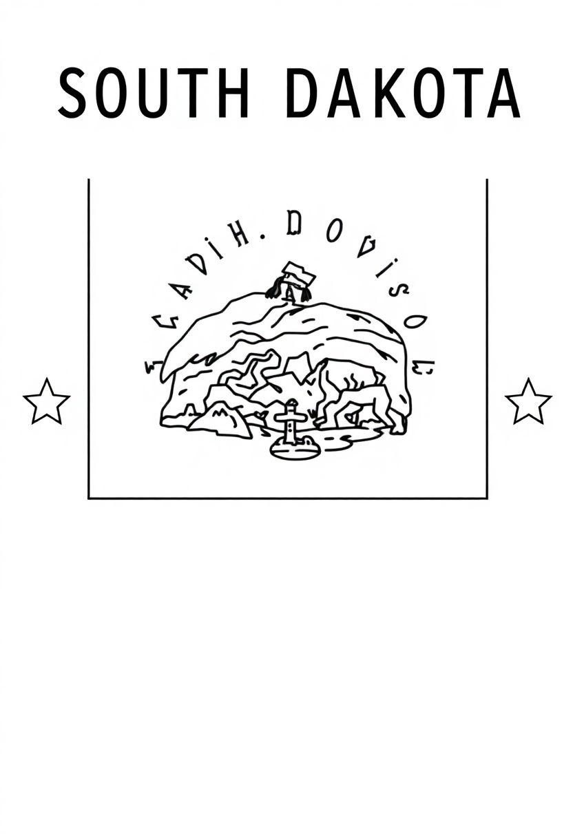 South Dakota State Flag coloring page, free printable