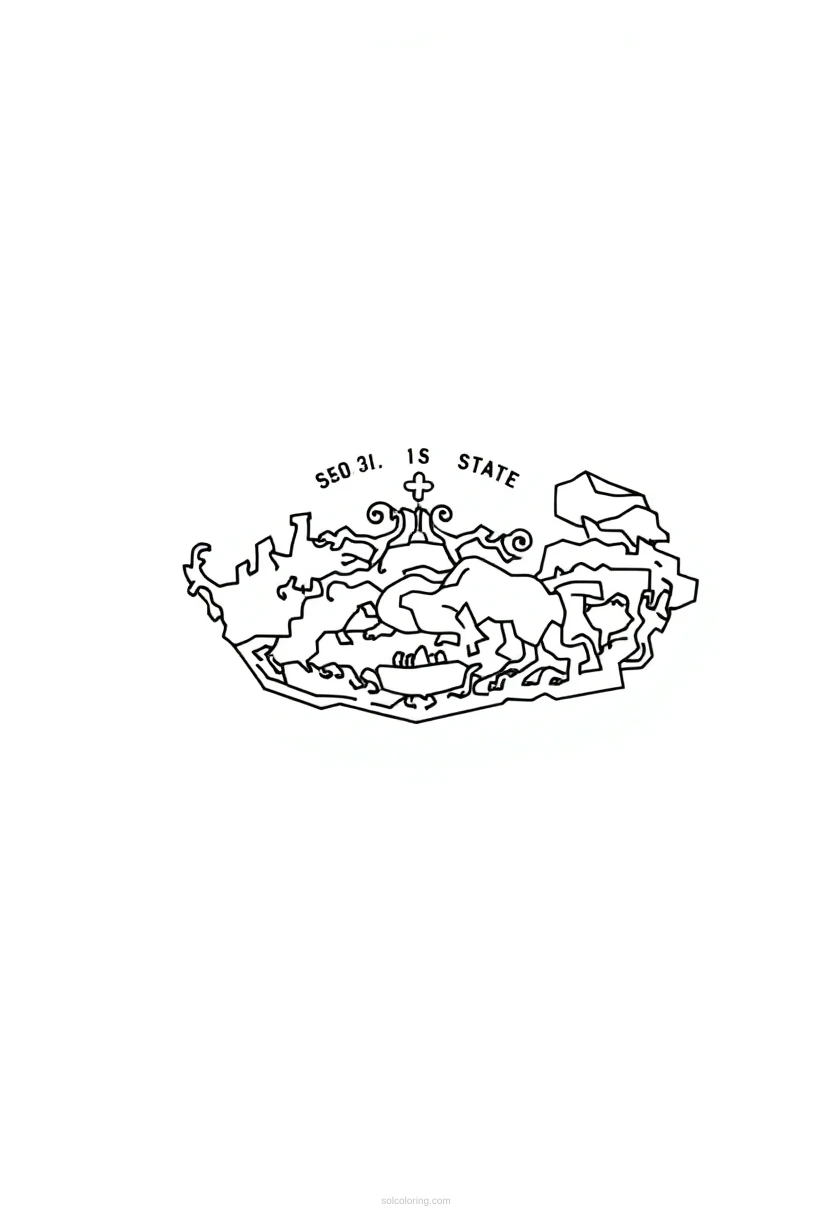 South Dakota State Flag coloring page for kids