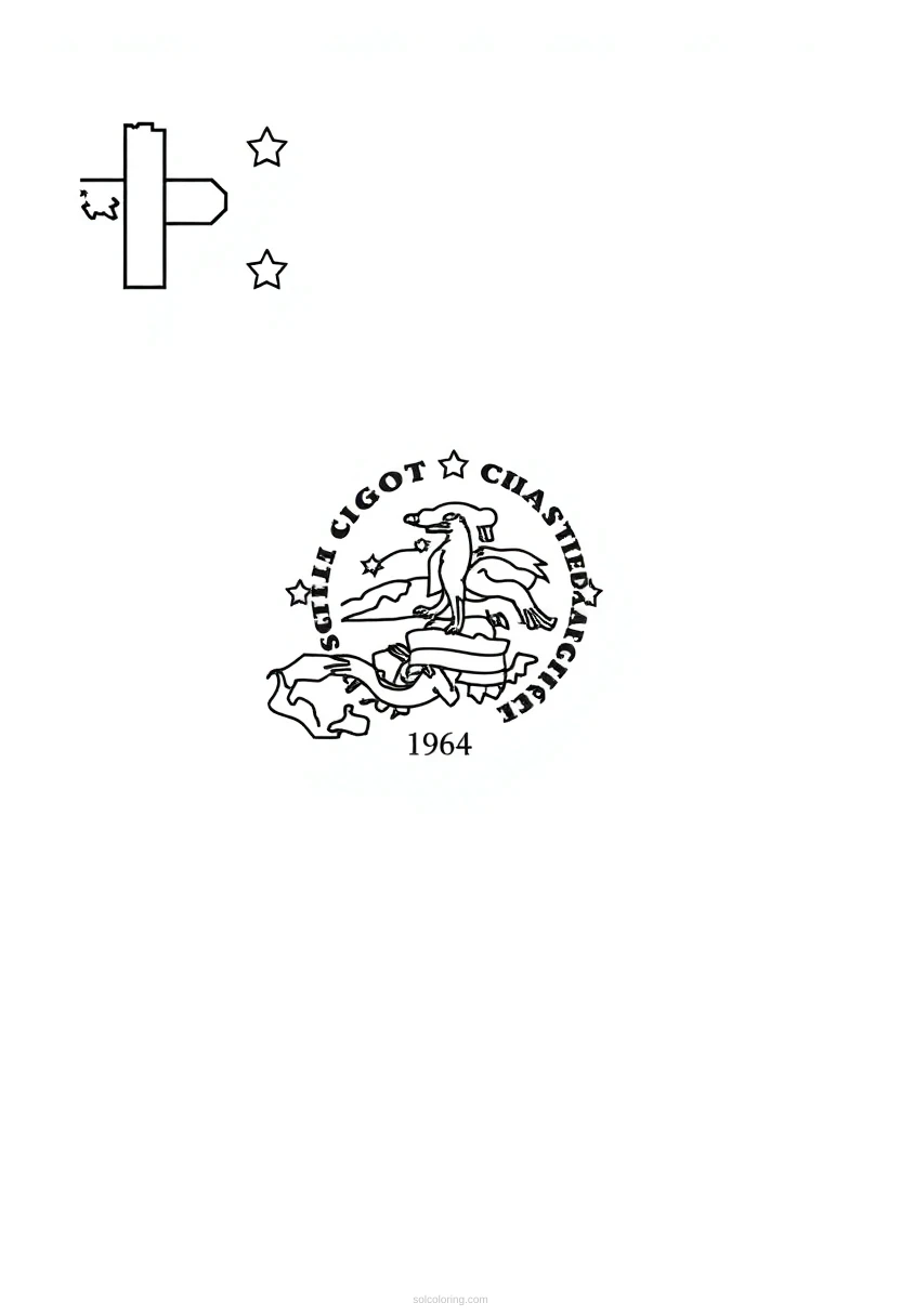South Dakota State Flag coloring page for kids