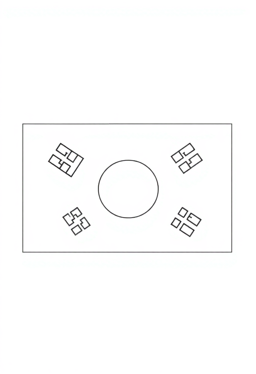 South Korean Flag coloring page, free printable