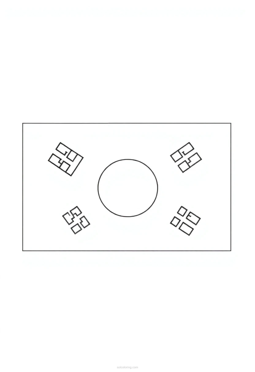 South Korean Flag coloring page for kids