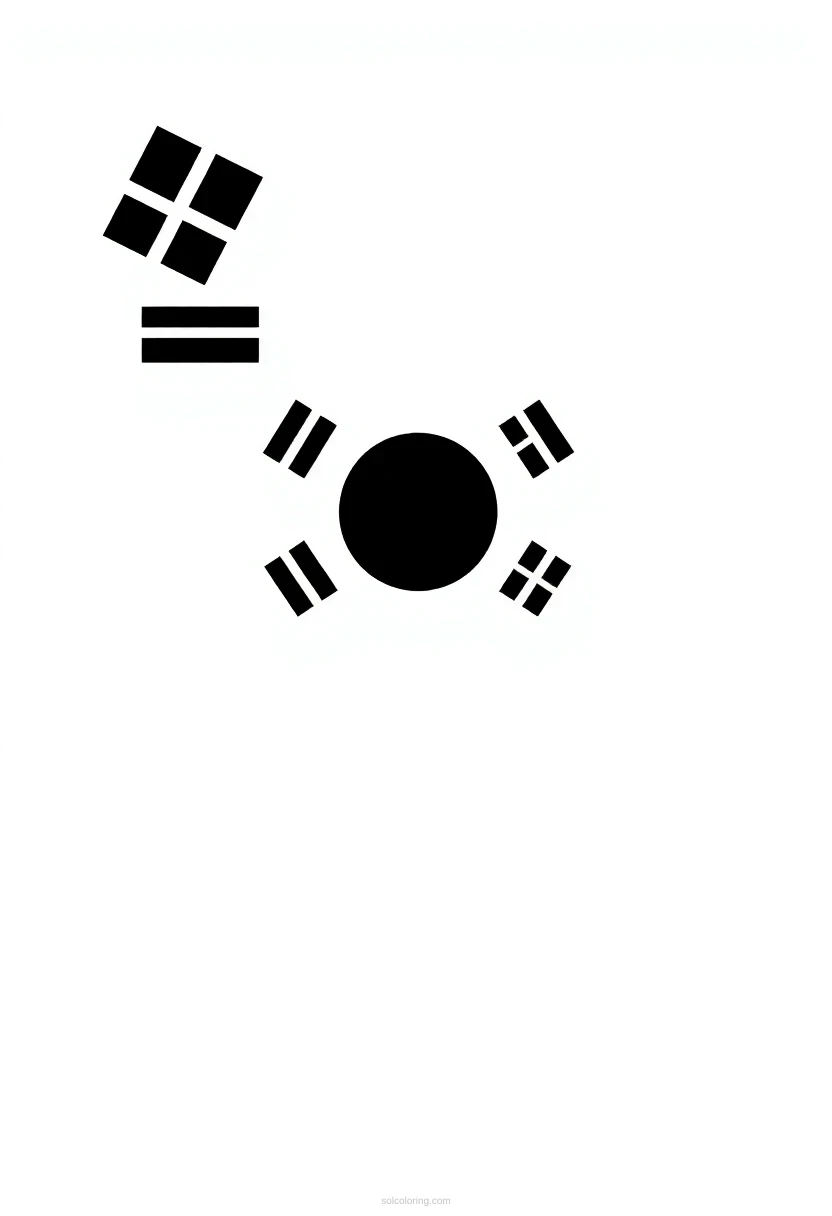 South Korean Flag coloring page for kids