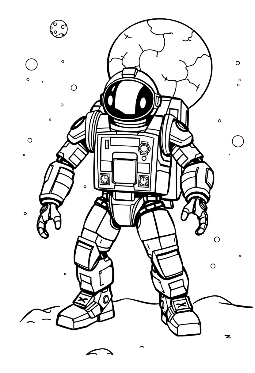 Space Exploration Robot coloring page, free printable