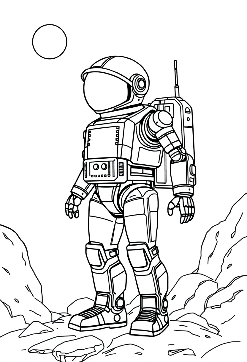 Space Exploration Robot coloring page, free printable