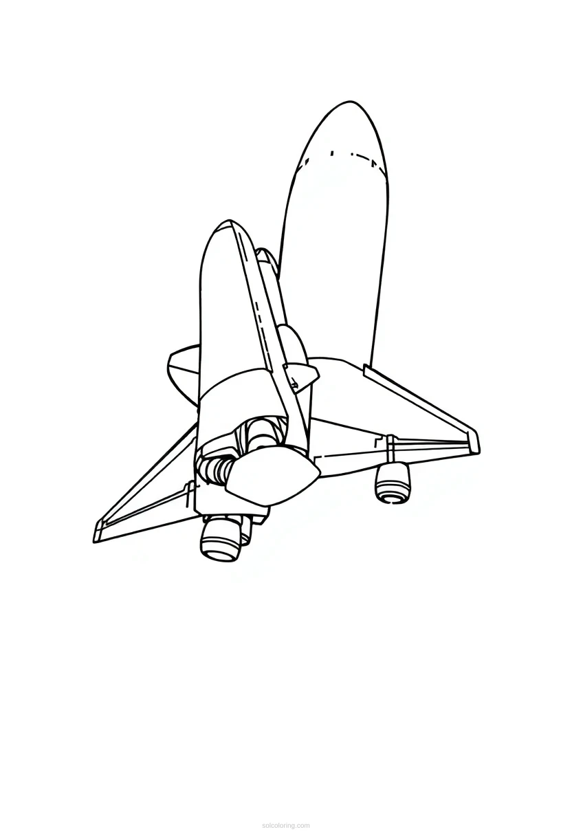 Space Shuttle in Flight coloring page for kids