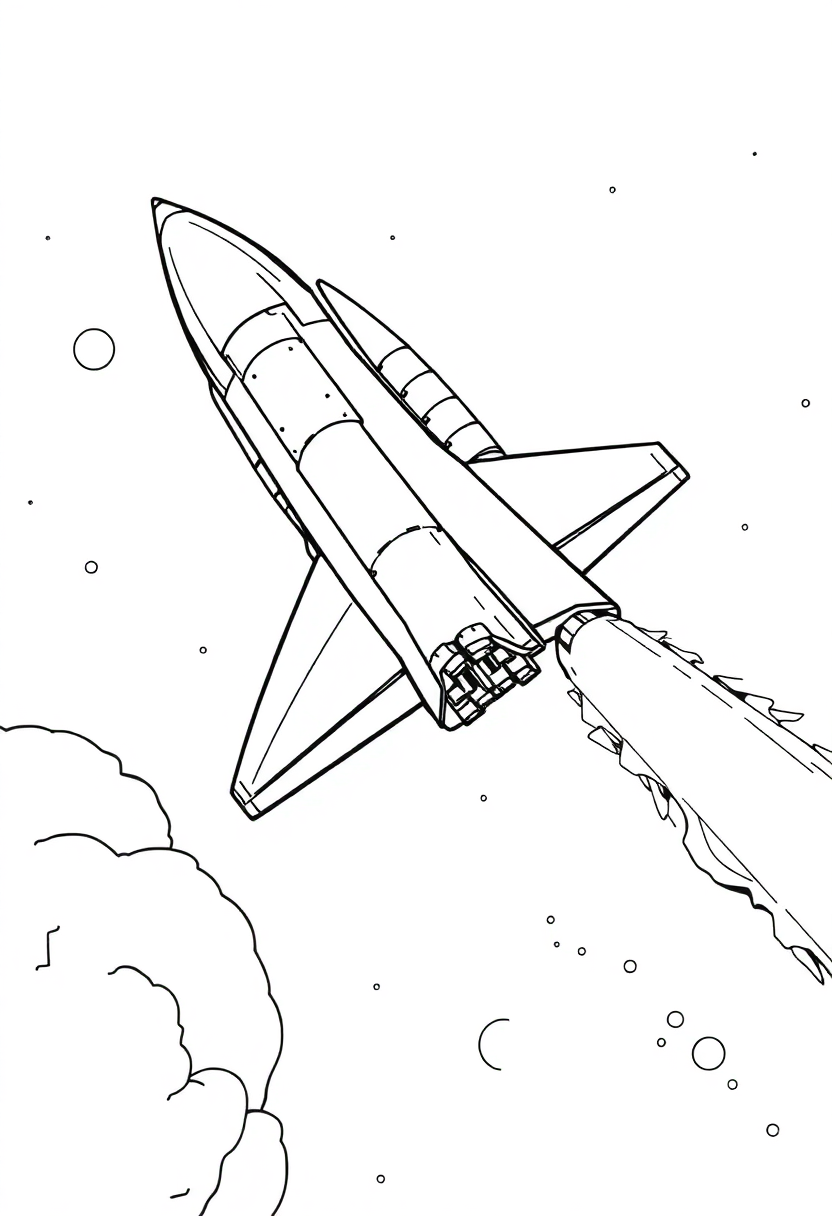 Space Shuttle in Flight coloring page, free printable
