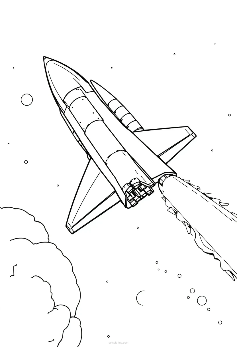 Space Shuttle in Flight coloring page for kids