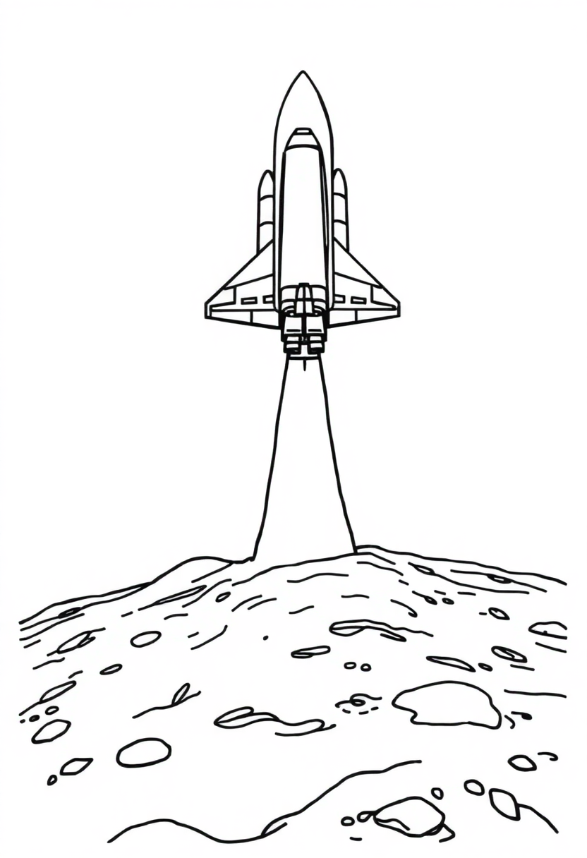 Space Shuttle Landing on Mars coloring page, free printable