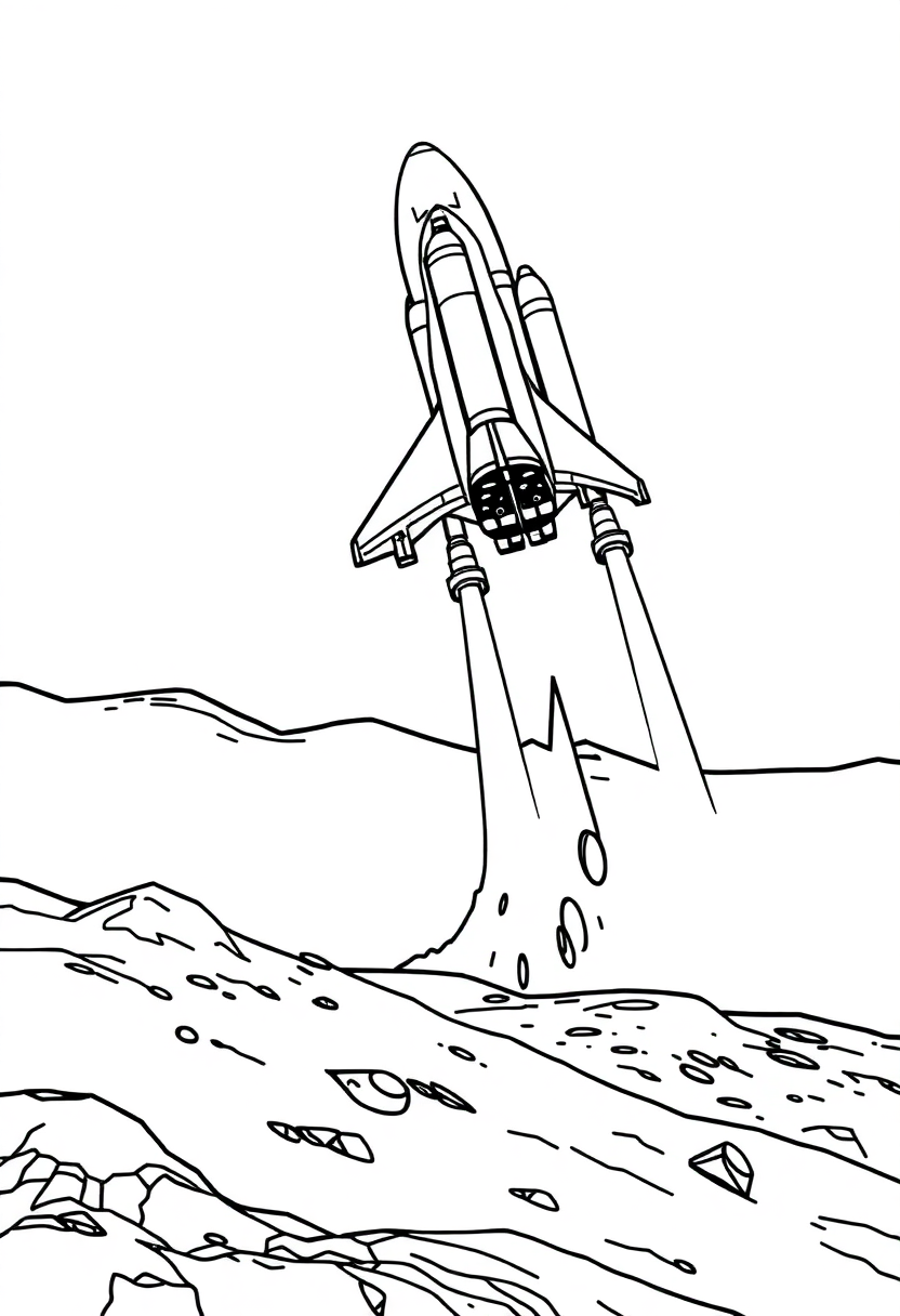 Space Shuttle Landing on Mars coloring page, free printable