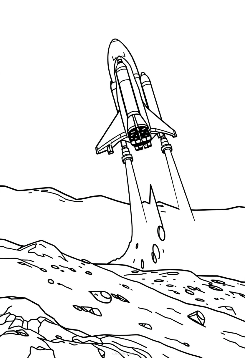 Space Shuttle Landing on Mars coloring page for kids