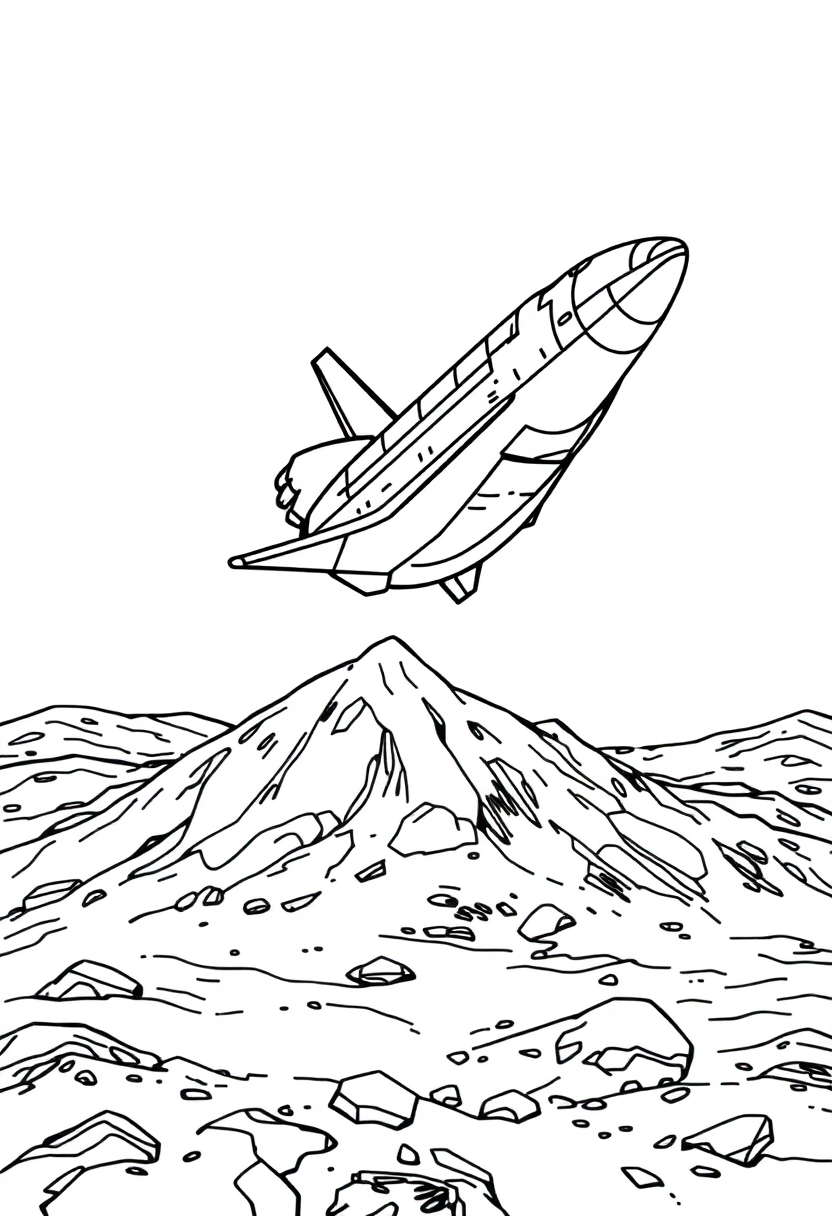 Space Shuttle Landing on Mars coloring page, free printable