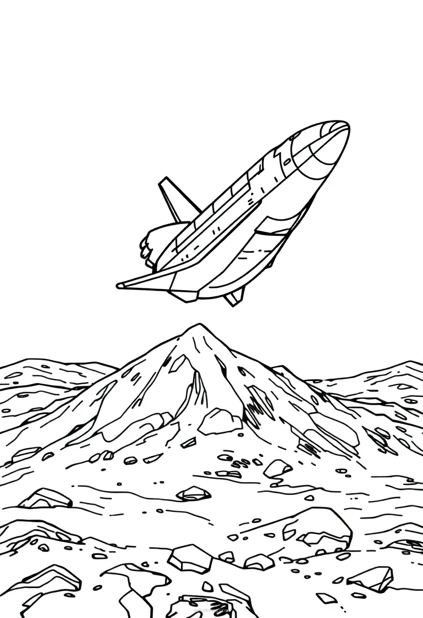 Space Shuttle Landing on Mars coloring page for kids