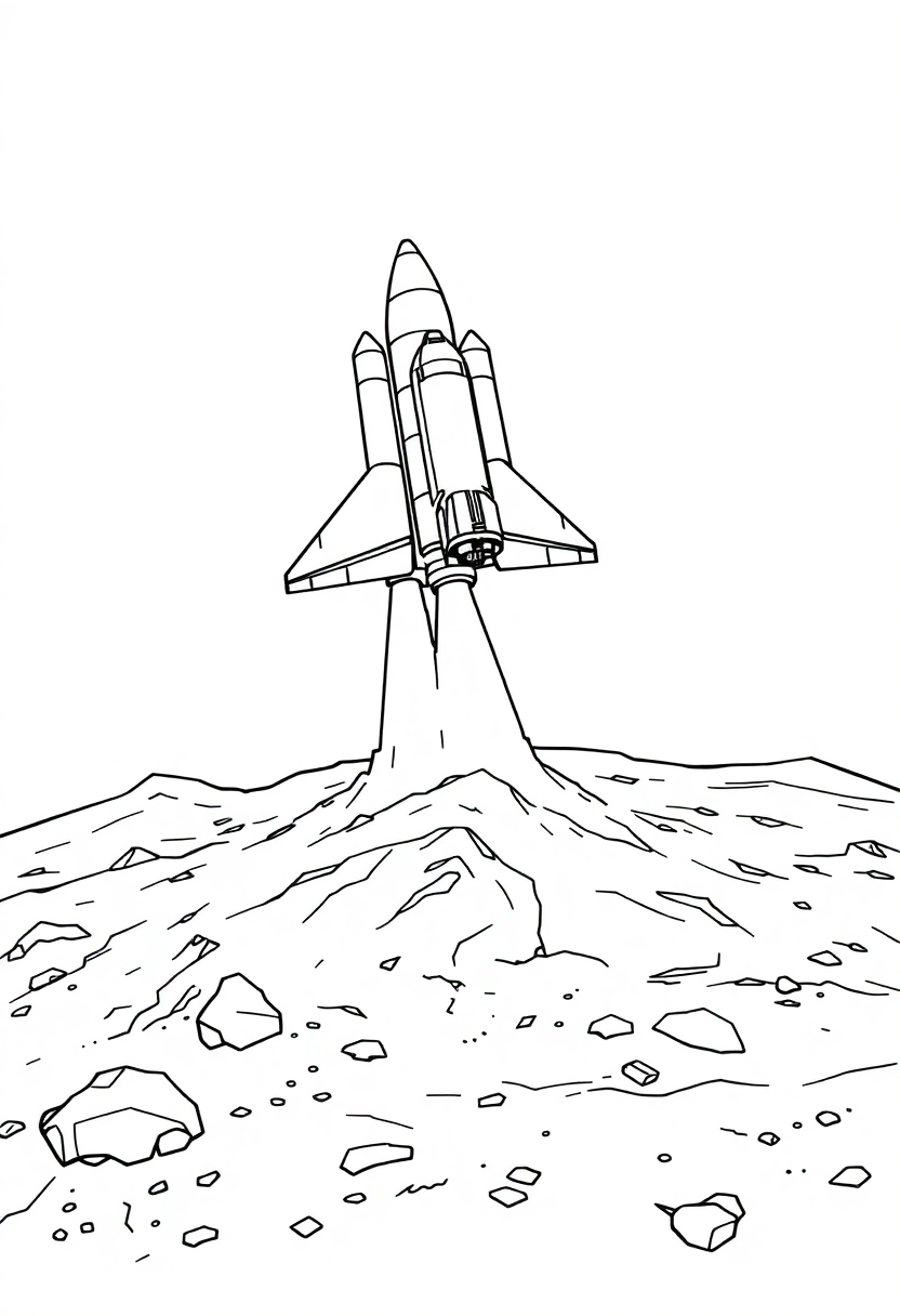 Space Shuttle Landing on Mars coloring page, free printable