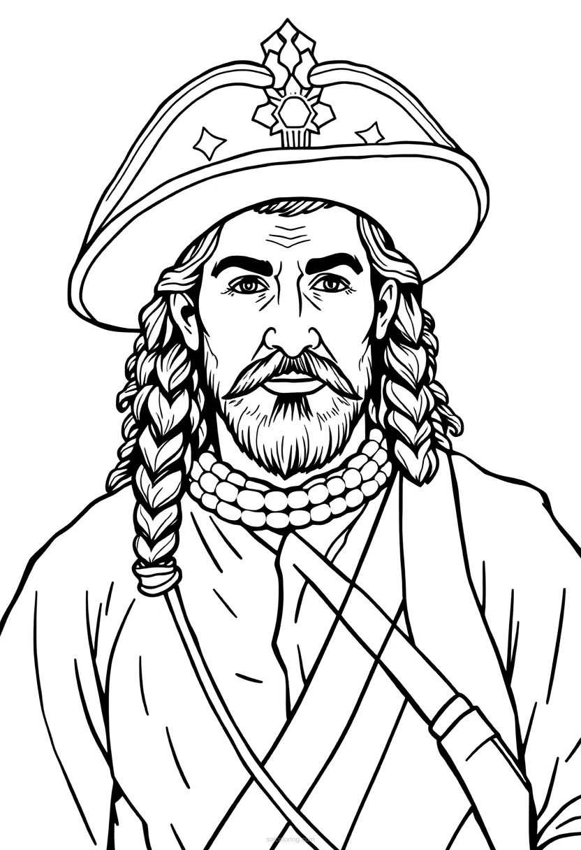 Spanish Conquistador Leader coloring page for kids