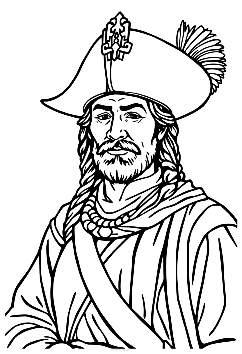 Spanish Conquistador Leader coloring page for kids