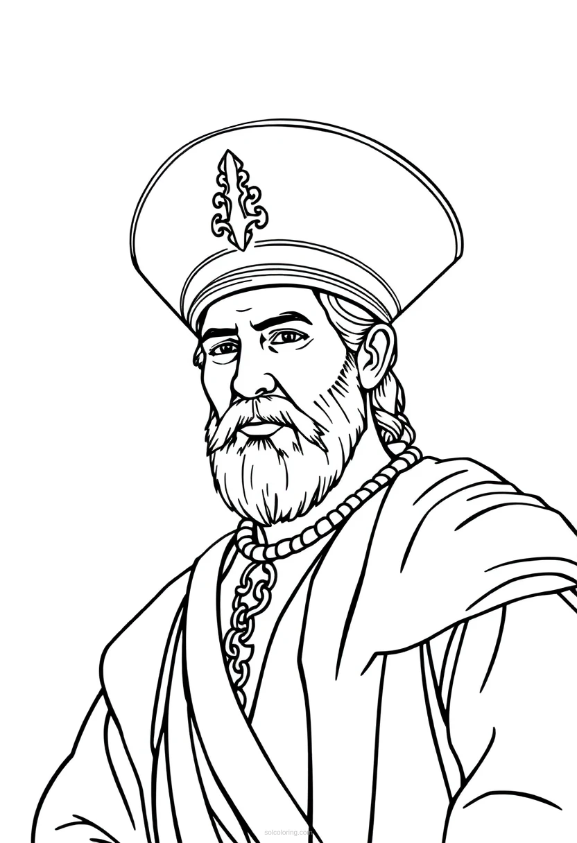 Spanish Conquistador Leader coloring page for kids