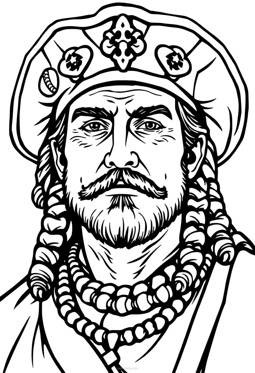 Spanish Conquistador Leader coloring page for kids
