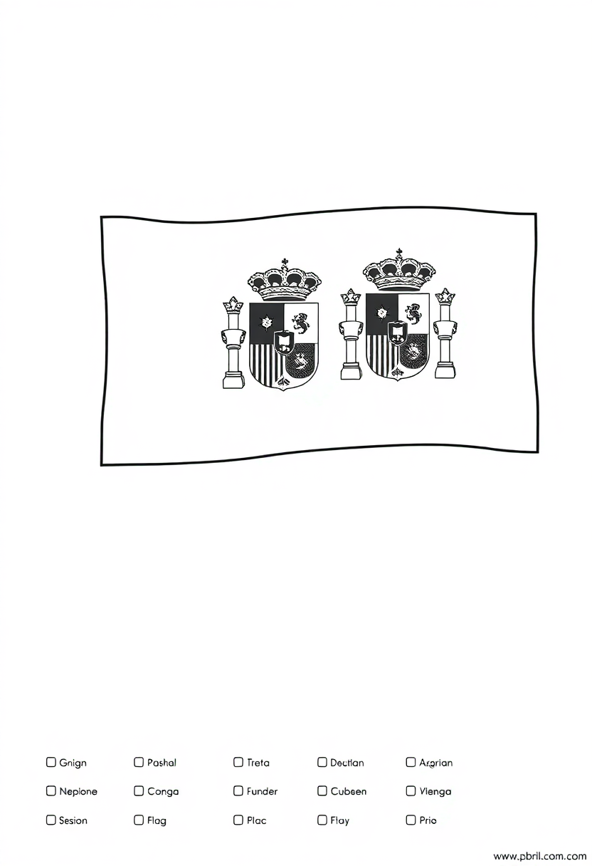 Spanish Flag coloring page, free printable