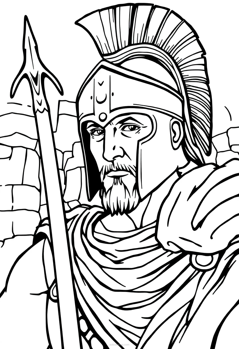 Spartan Warrior coloring page for kids