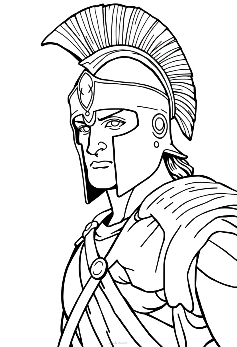 Spartan Warrior coloring page for kids