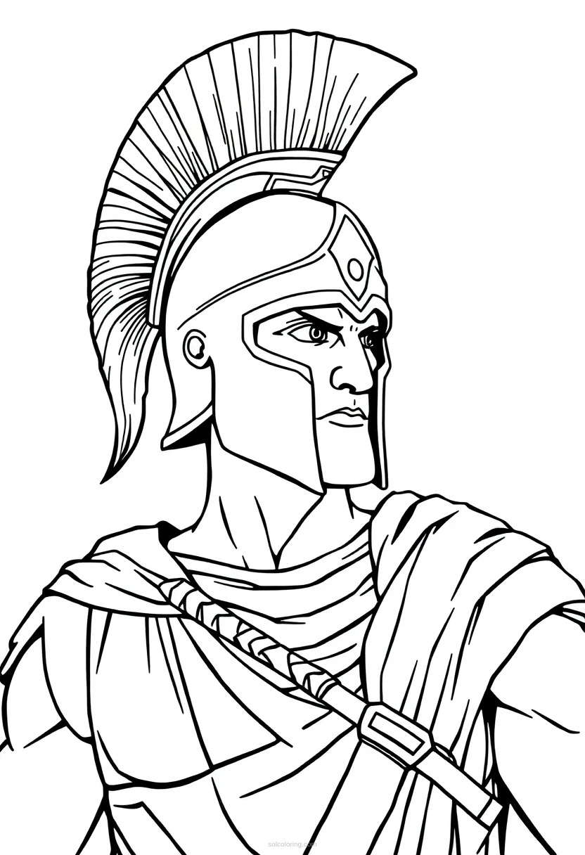 Spartan Warrior Cute Cartoon coloring pages
