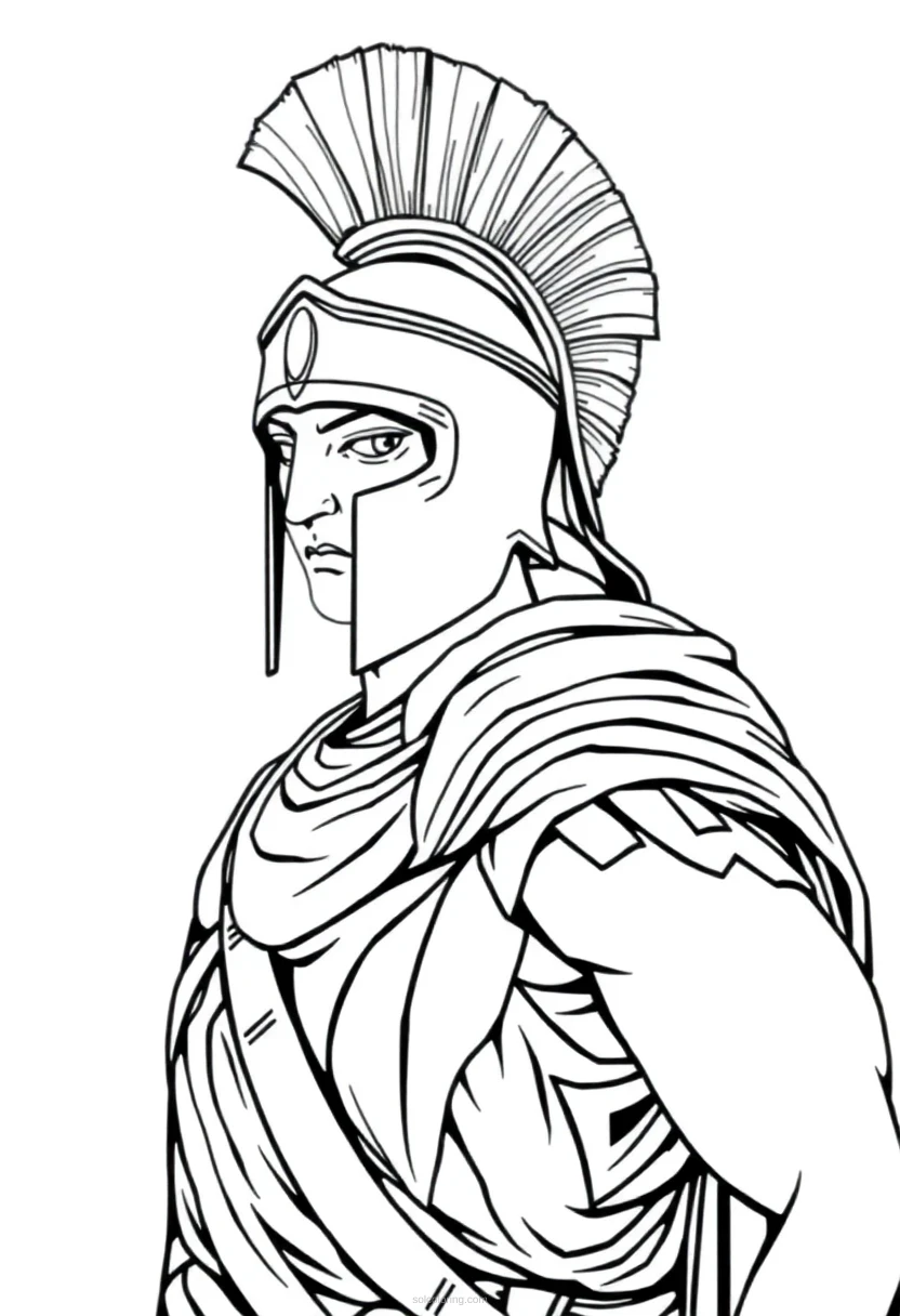 Spartan Warrior coloring page for kids