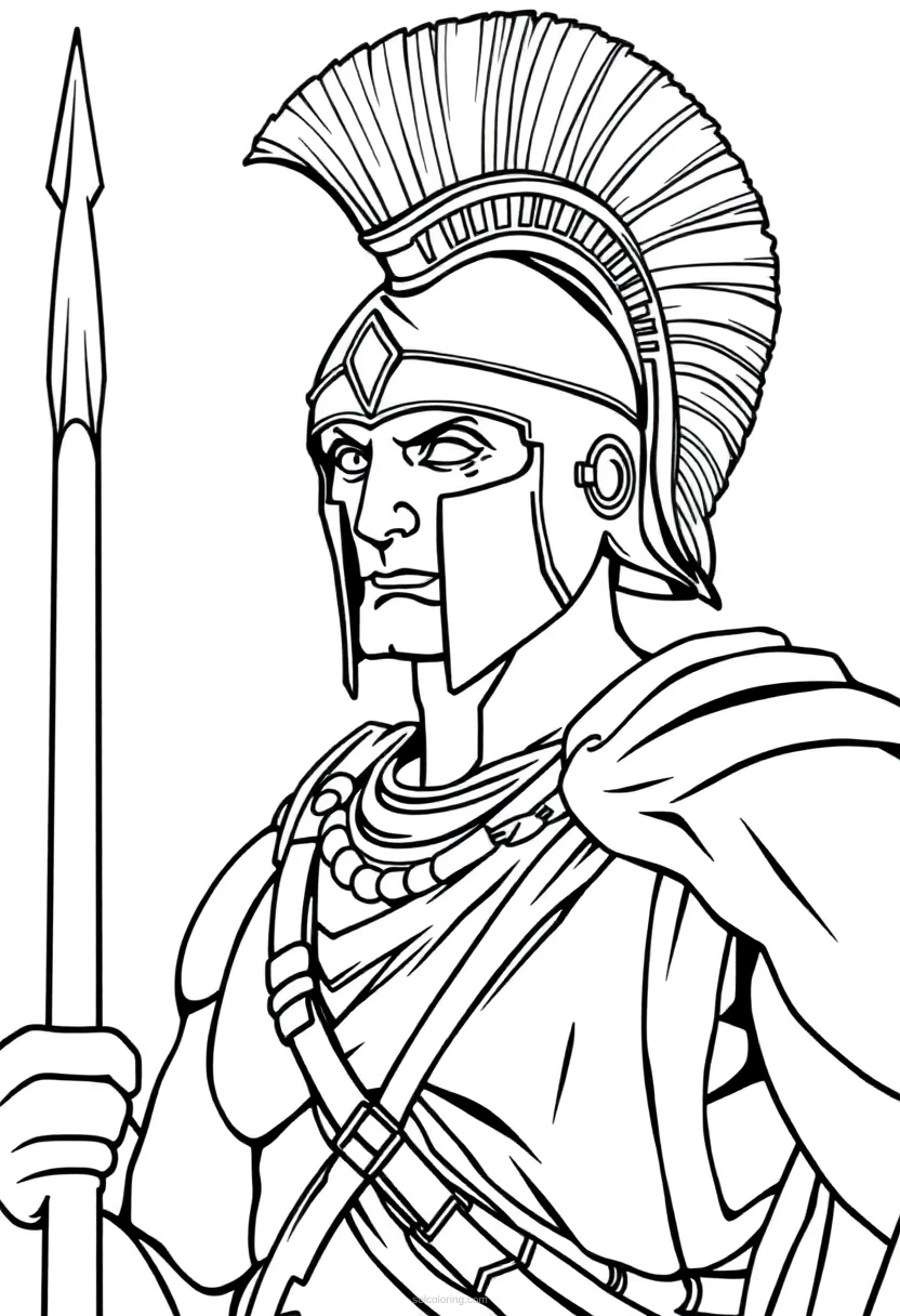 Spartan Warrior coloring page for kids