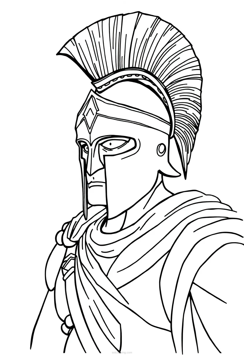 Spartan Warrior coloring page for kids
