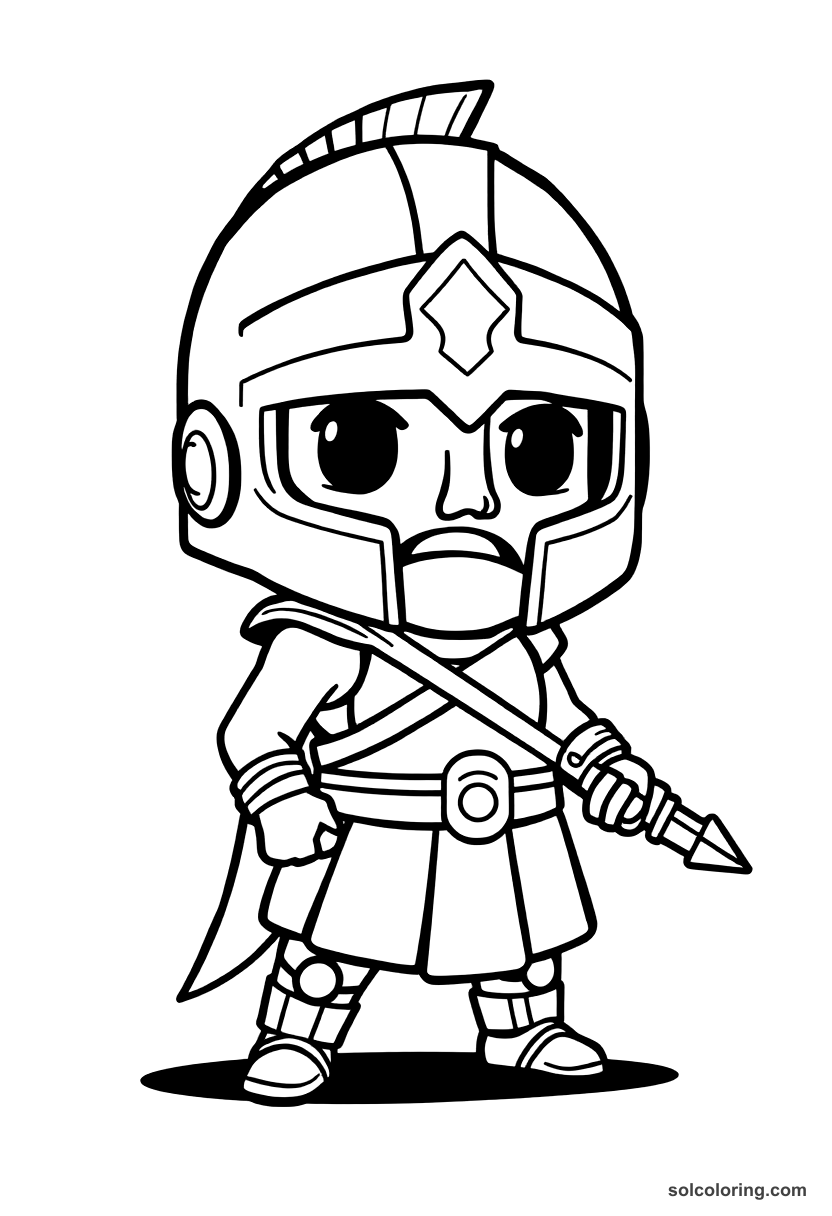 Chibi Spartan Warriors Training coloring page, free printable chibi style