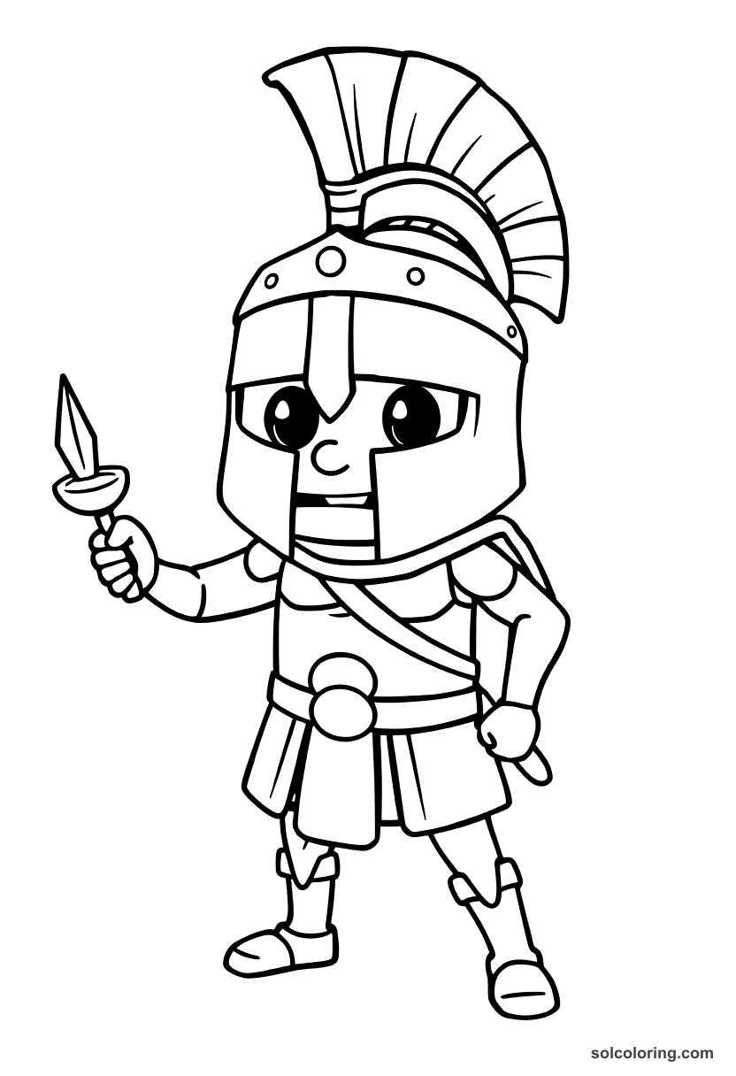 Cute Cartoon Spartan Warriors Training coloring page, free printable cute cartoon style