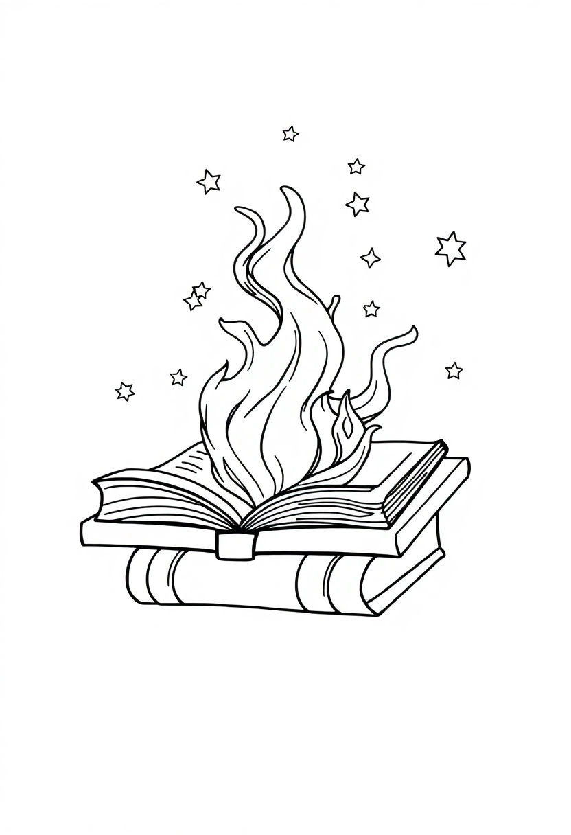 Spell Book With Floating Magic coloring pages