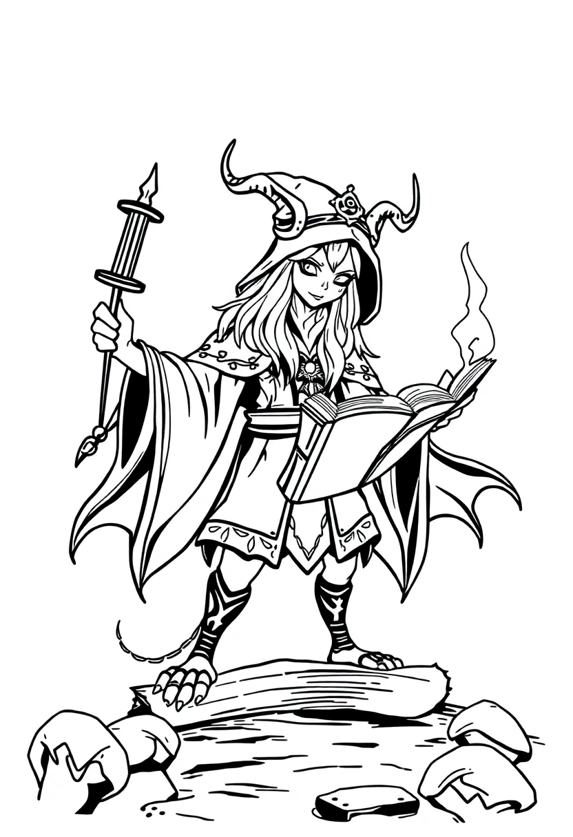 Spellbook coloring page, free printable