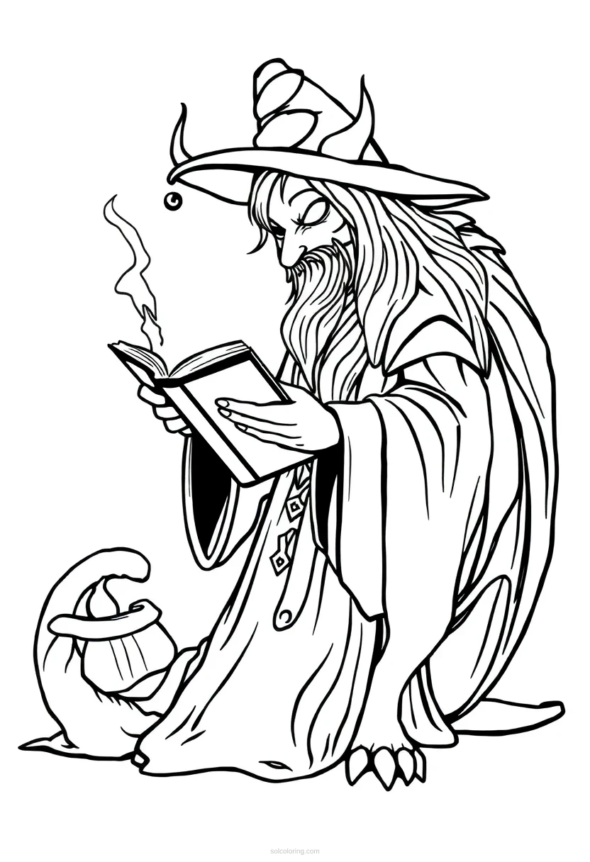 Spellbook coloring page for kids